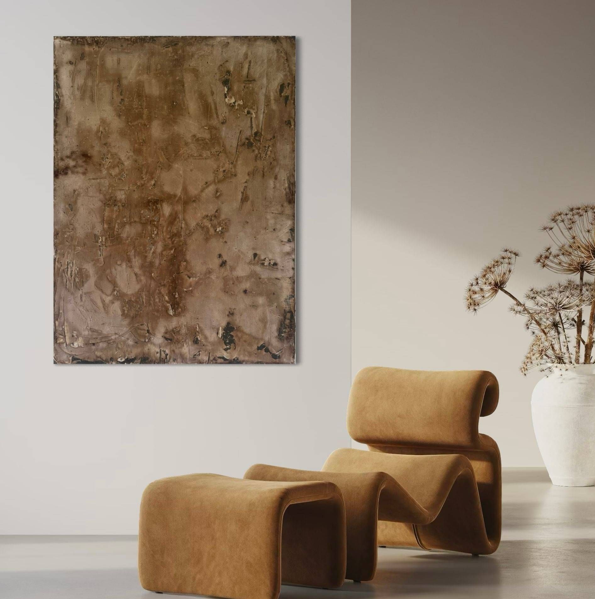 Diptych abstract painting titled Notes of Earth and Fire