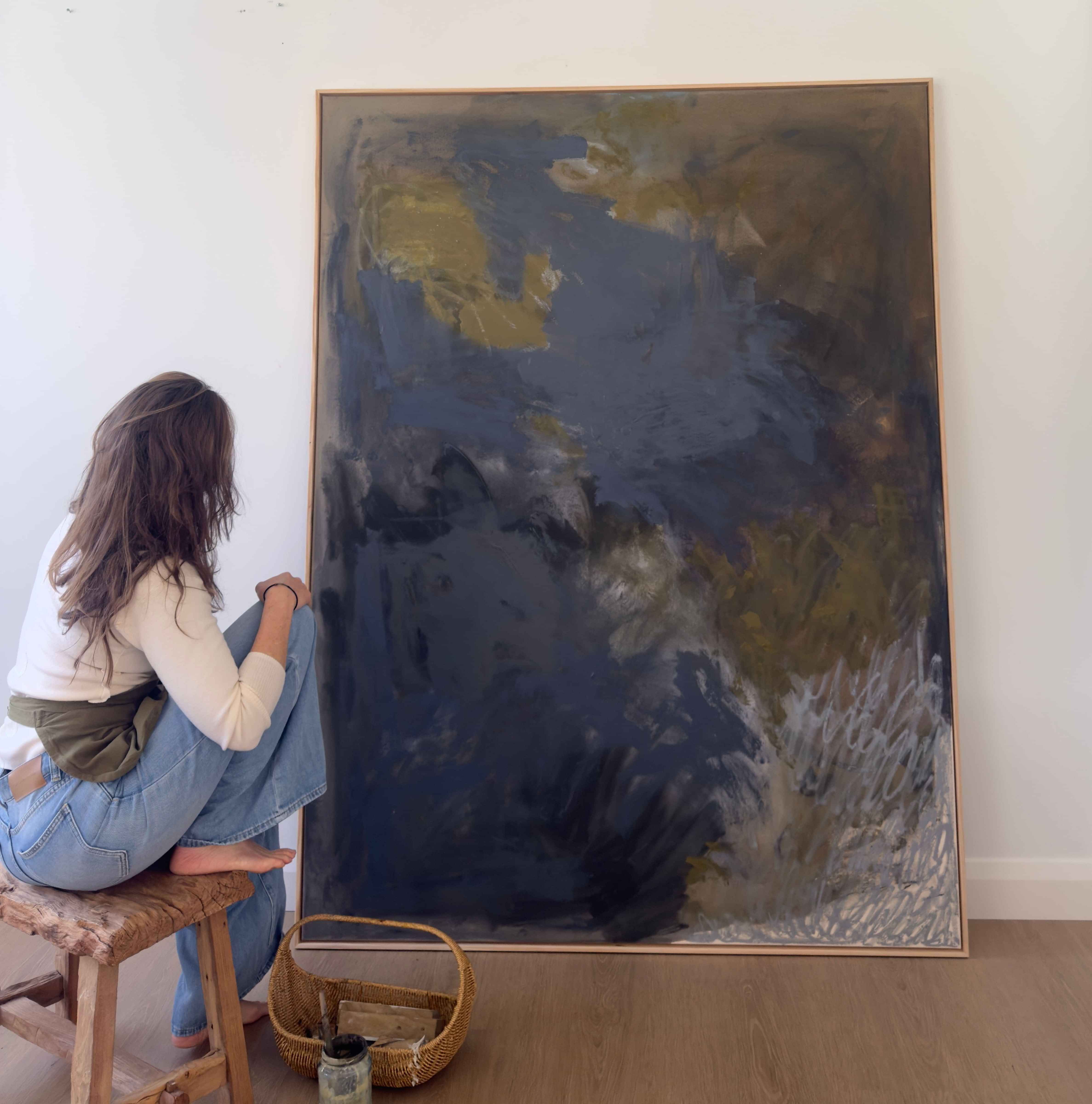 Diptych abstract painting titled Notes of Earth and Fire