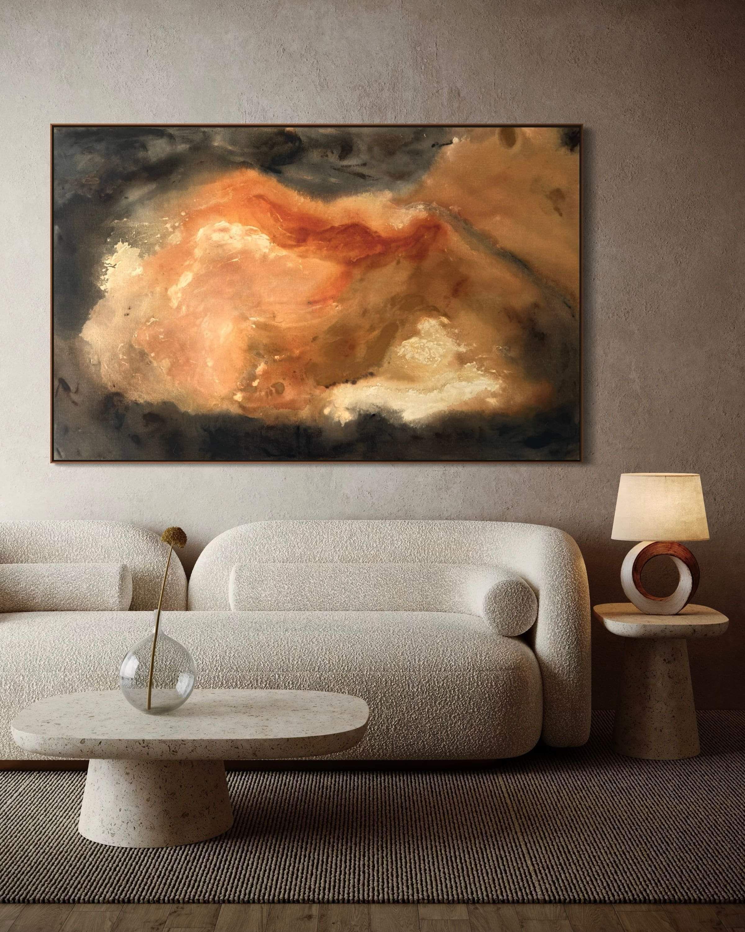 Diptych abstract painting titled Notes of Earth and Fire