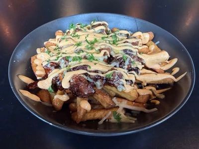 Sticky Pork Belly Kumara Fries