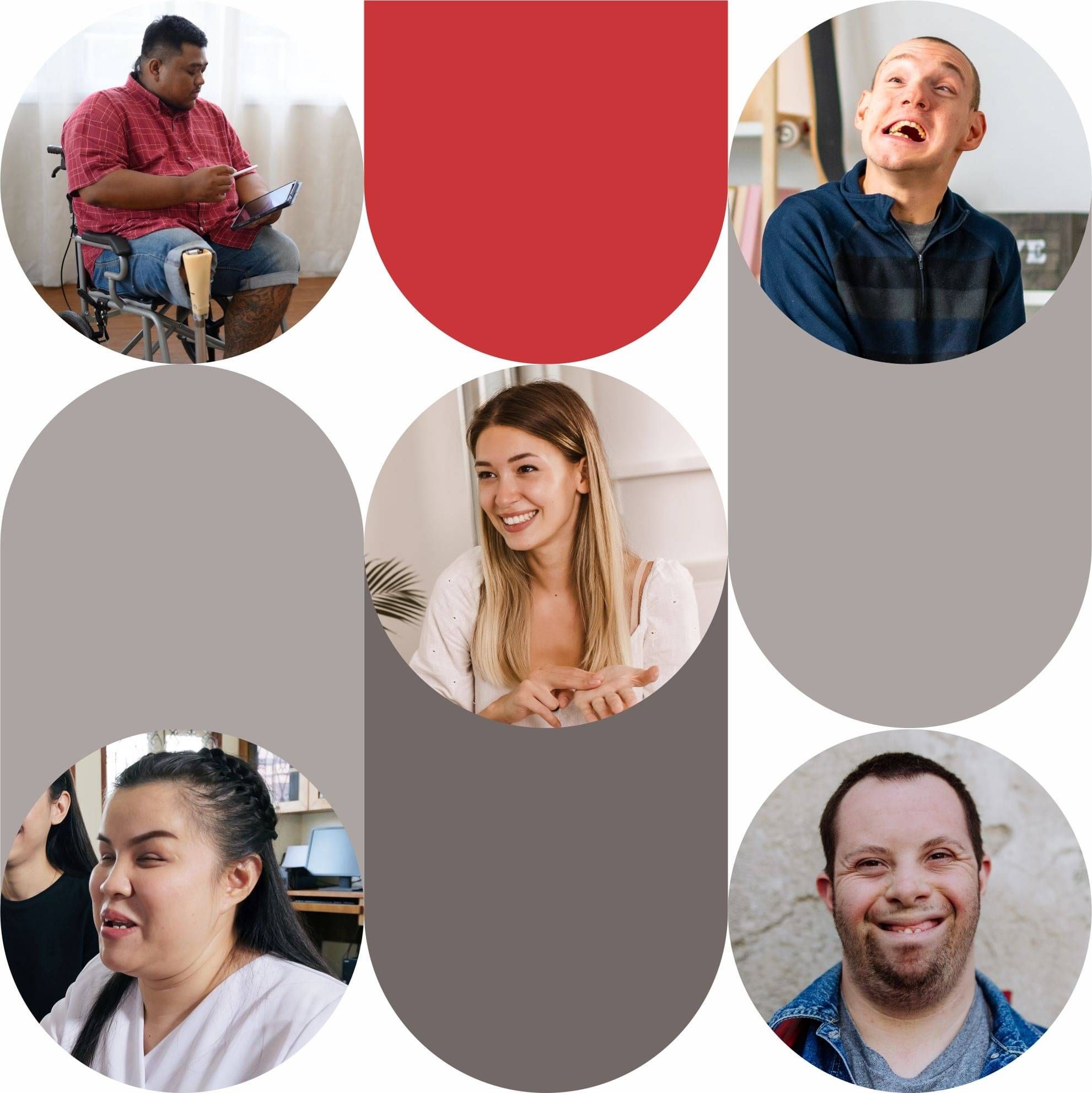 Aotearoa Disability Law logo of two interlinked korus. Below is a selection of faces of Deaf and disabled people of different ages and ethnicities.