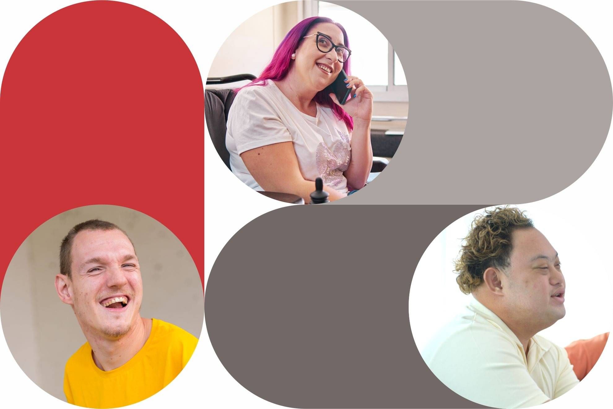 Aotearoa Disability Law logo of two interlinked korus. Below is a selection of faces of Deaf and disabled people of different ages and ethnicities.