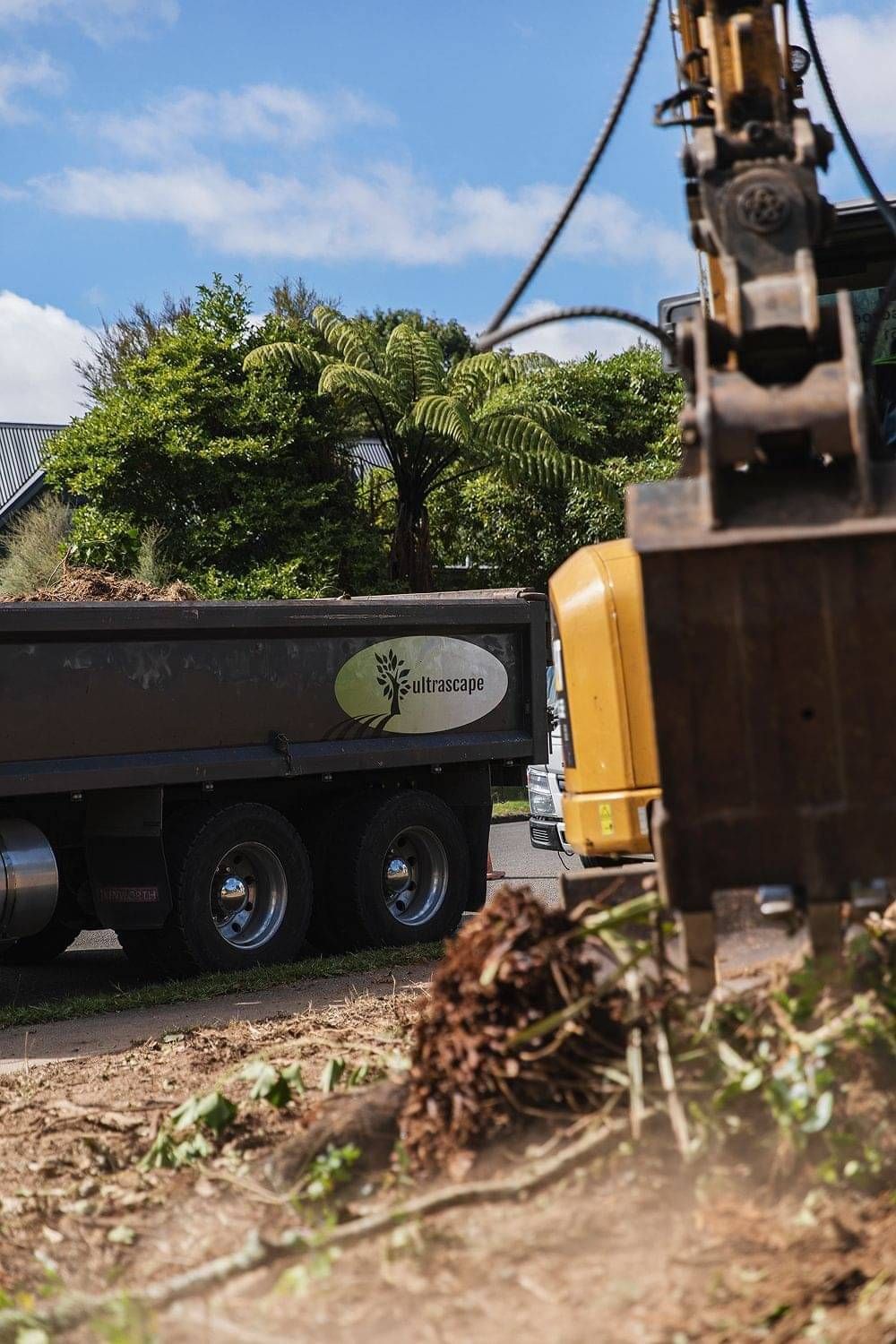 Ultrascape Landscaping truck in Rotorua, removing site debris