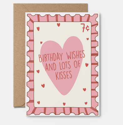 Wishes Kisses - Birthday Card