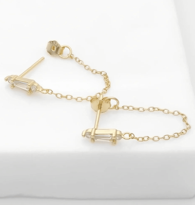 Chain Stud Earrings - Gold