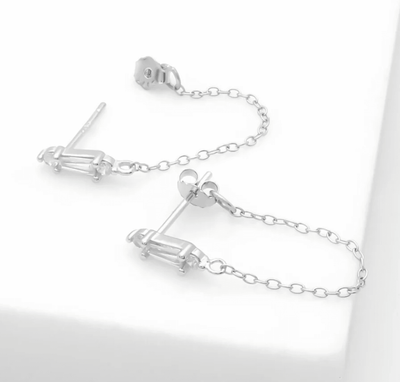 Chain Stud Earrings - Silver