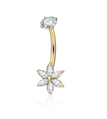Flower Belly Ring - Gold
