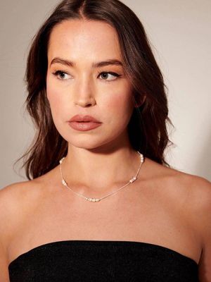 Luster&amp;Sage Pearl Trio Necklace - Silver