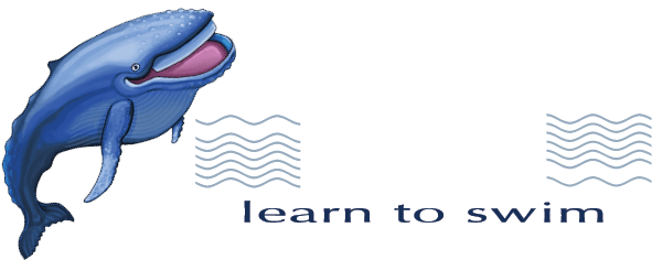 Ace Learn to Swim logo with blue whale