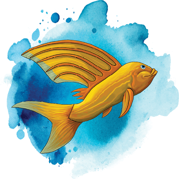 Ace Learn to Swim yellow flying fish icon with big fin
