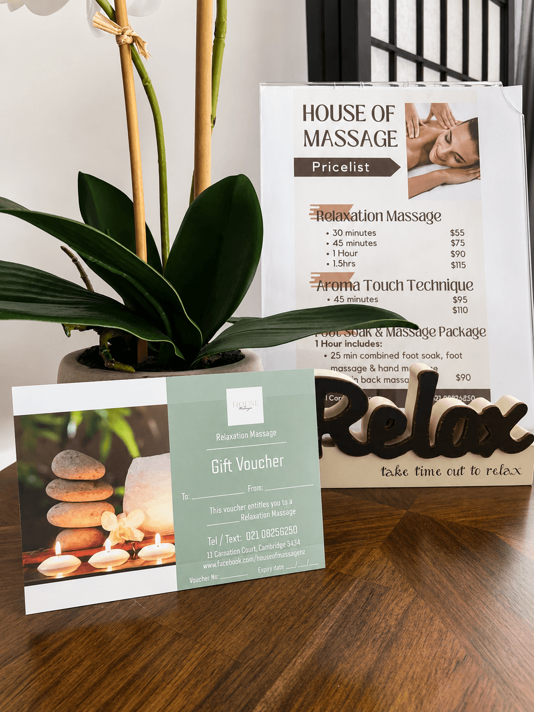 picture of a gift voucher from the house of massage