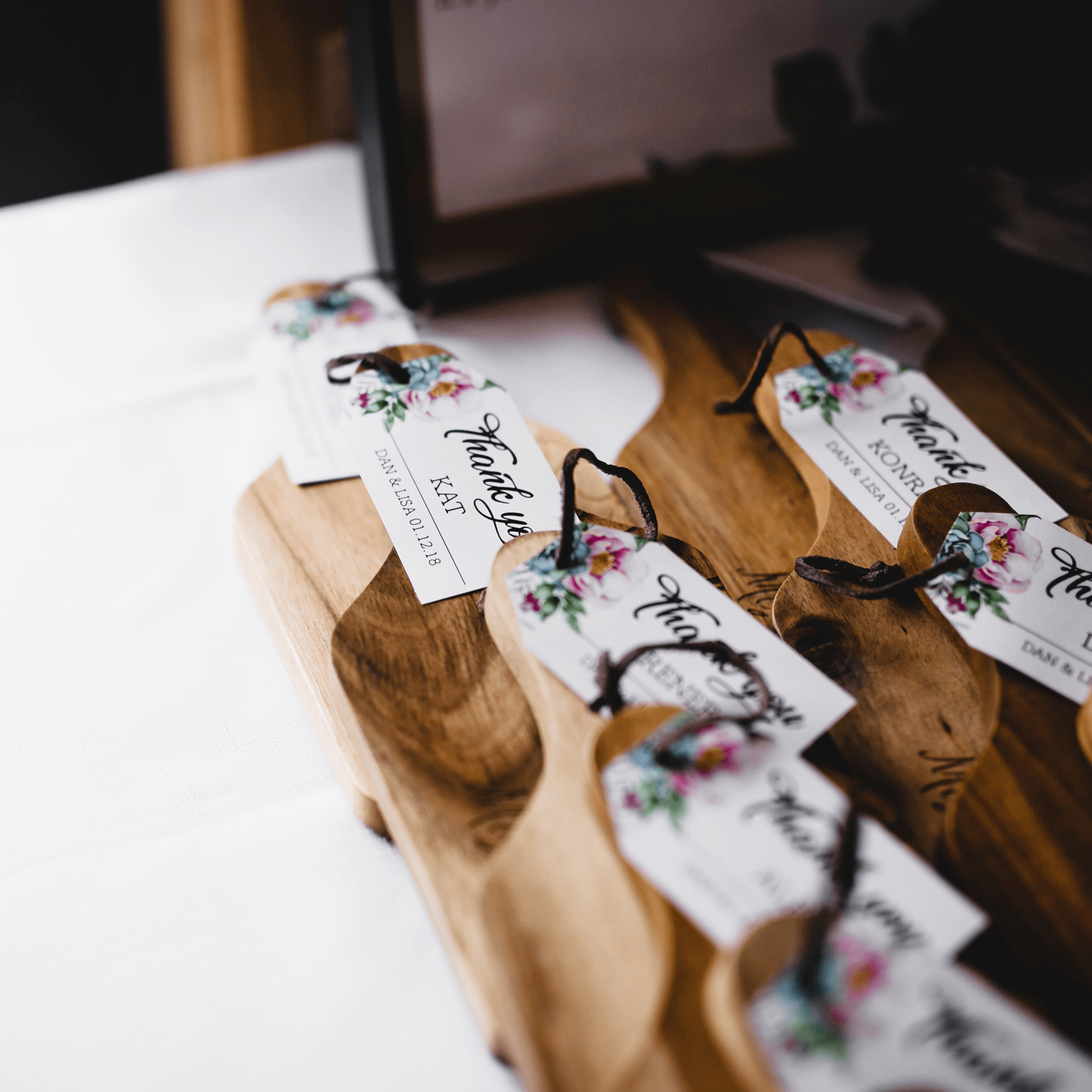 Chopping boards displayed with swingtags