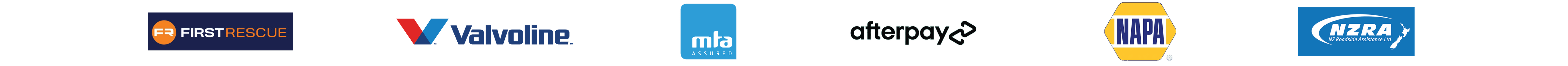 VTNZ logo, Valvoline logo, MTA logo, Afterpay logo, Napa logo, NZRA logo