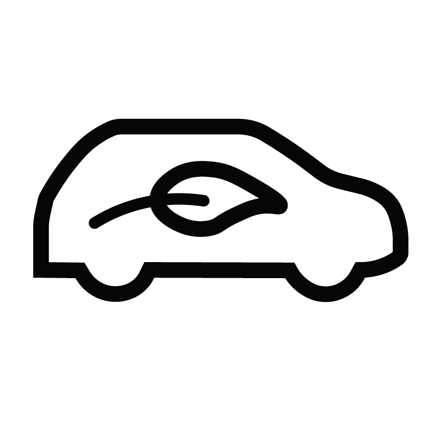 Car with a leaf inside it illustration icon
