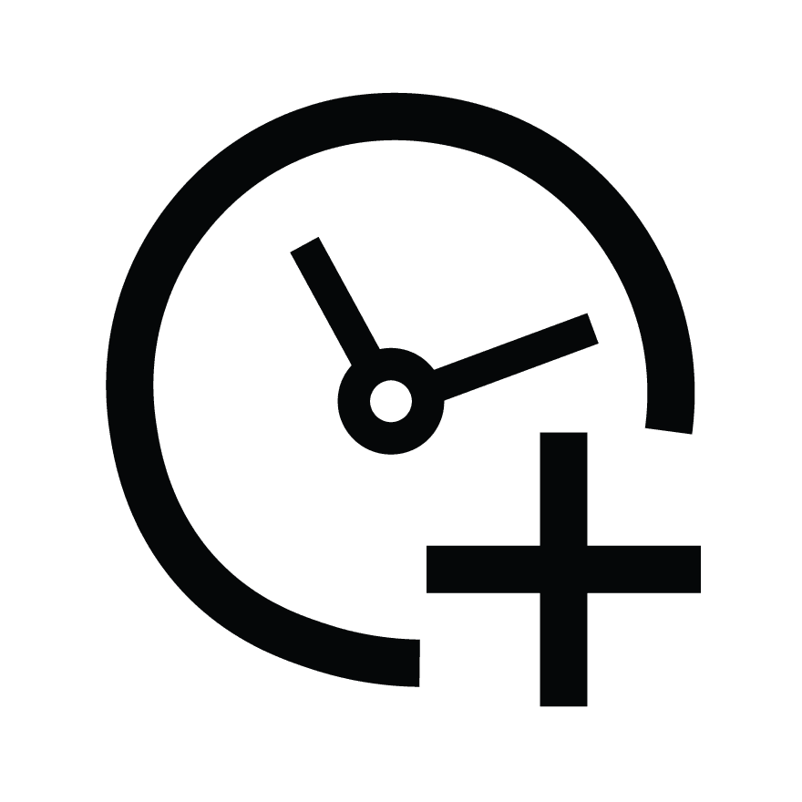 Clock and plus sign illustration