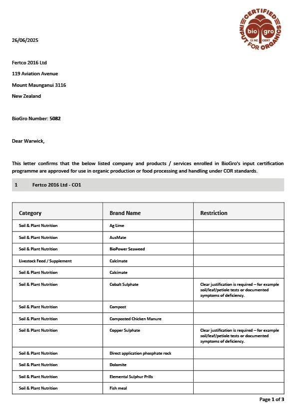 Thumbnail of BioGro Certificate Letter CO1