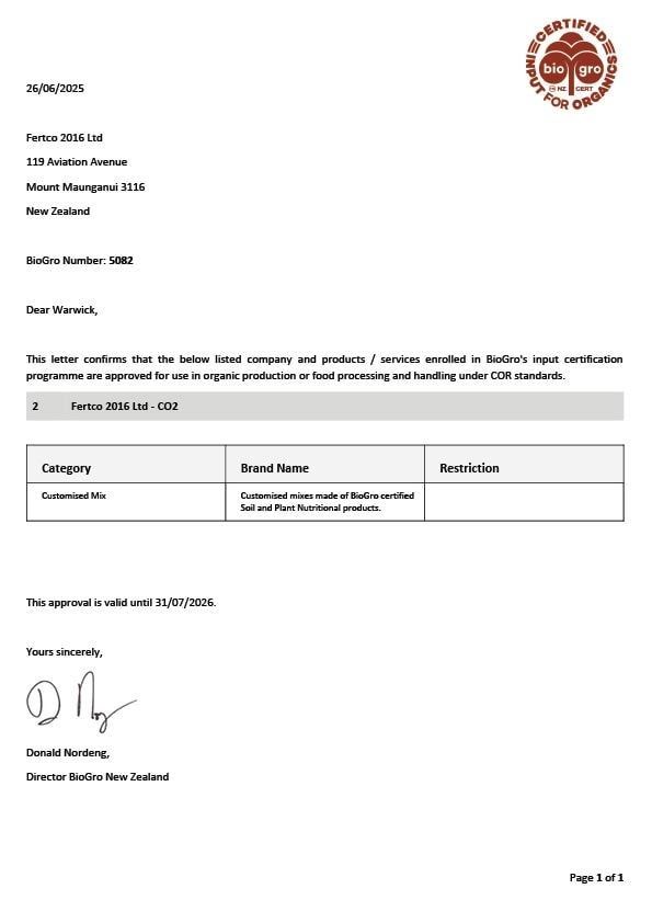 Thumbnail of BioGro Certificate Letter CO2