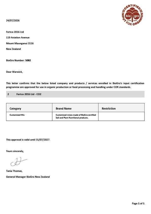 Thumbnail of BioGro Certificate Letter CO2