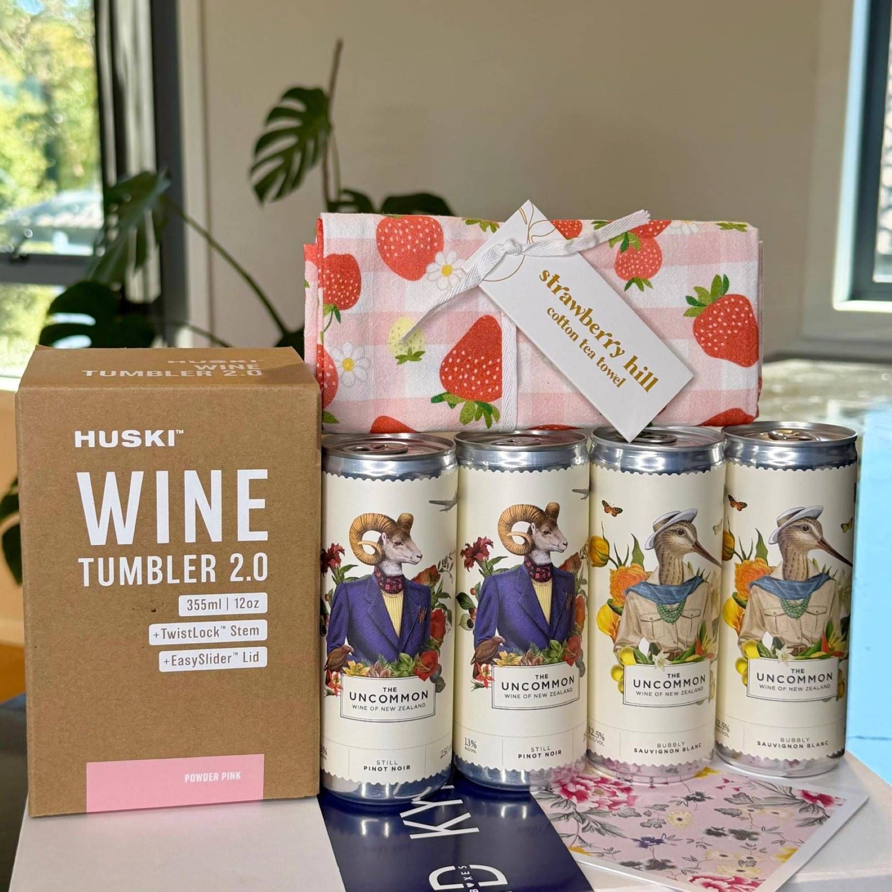 Luxury Wine Gift Box NZ - soleiz eye masks, remarkable chocolate, bennetto chocolate, uncommon wine cans - delivered nz wide 