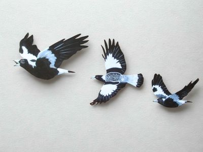 Set of Three Flying Magpies