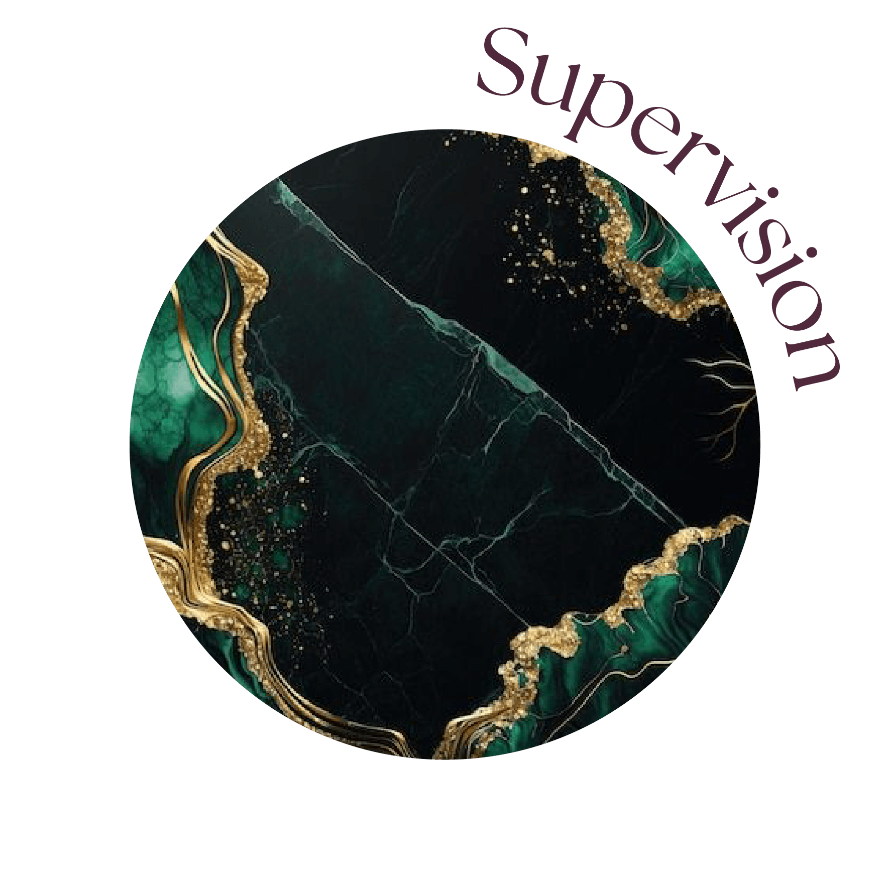 Supervision icon with dark green and gold marble.
