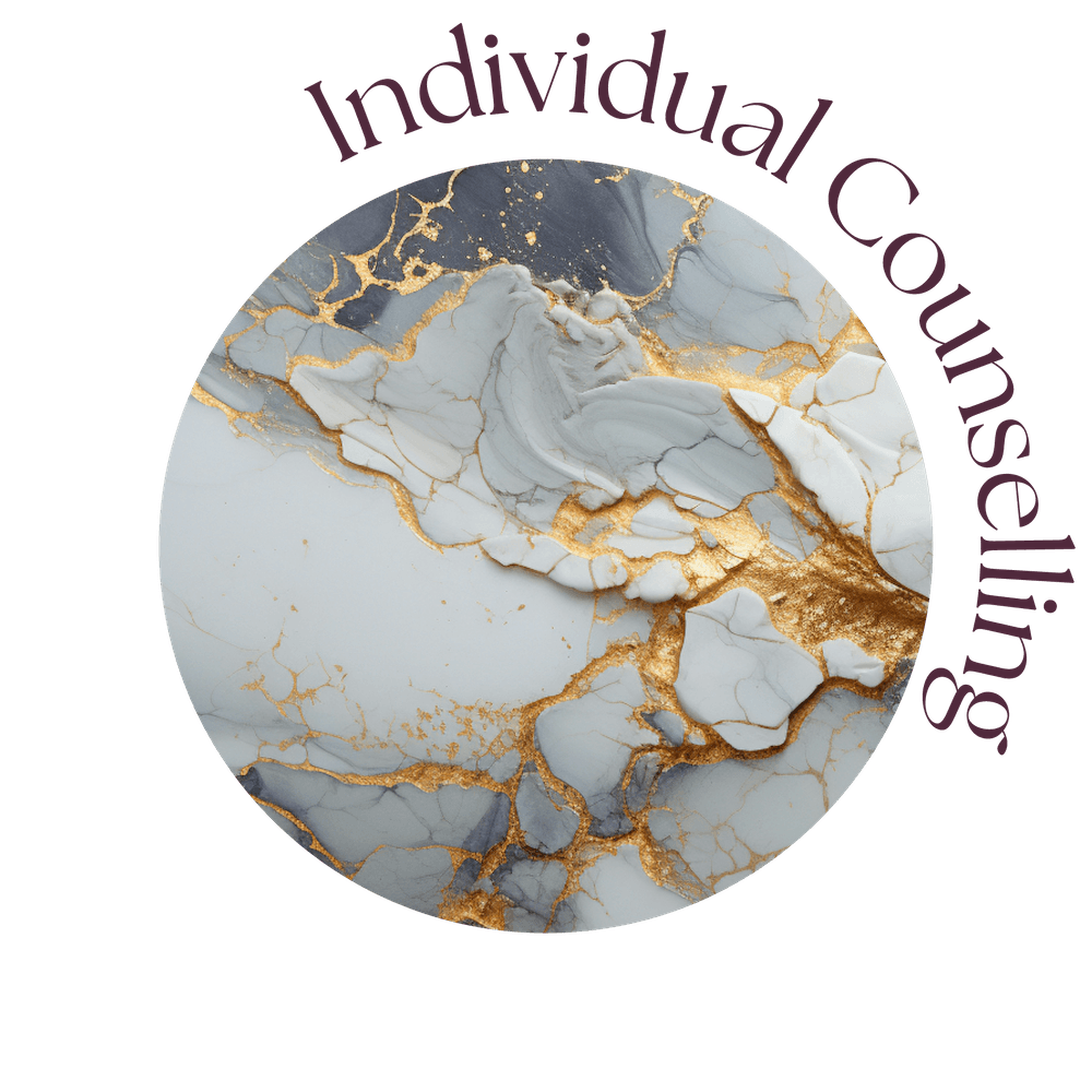 Individual counselling icon with gold marble.