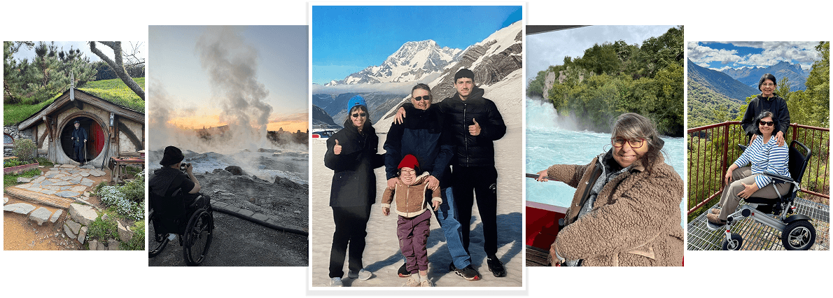 Clients with disabilities enjoying outdoor adventures around New Zealand.