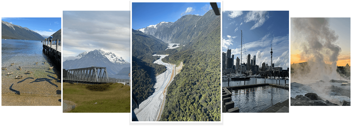 Scenic highlights from across New Zealand’s North and South Islands, featuring mountains, lakes, coastlines, and cultural landmarks.