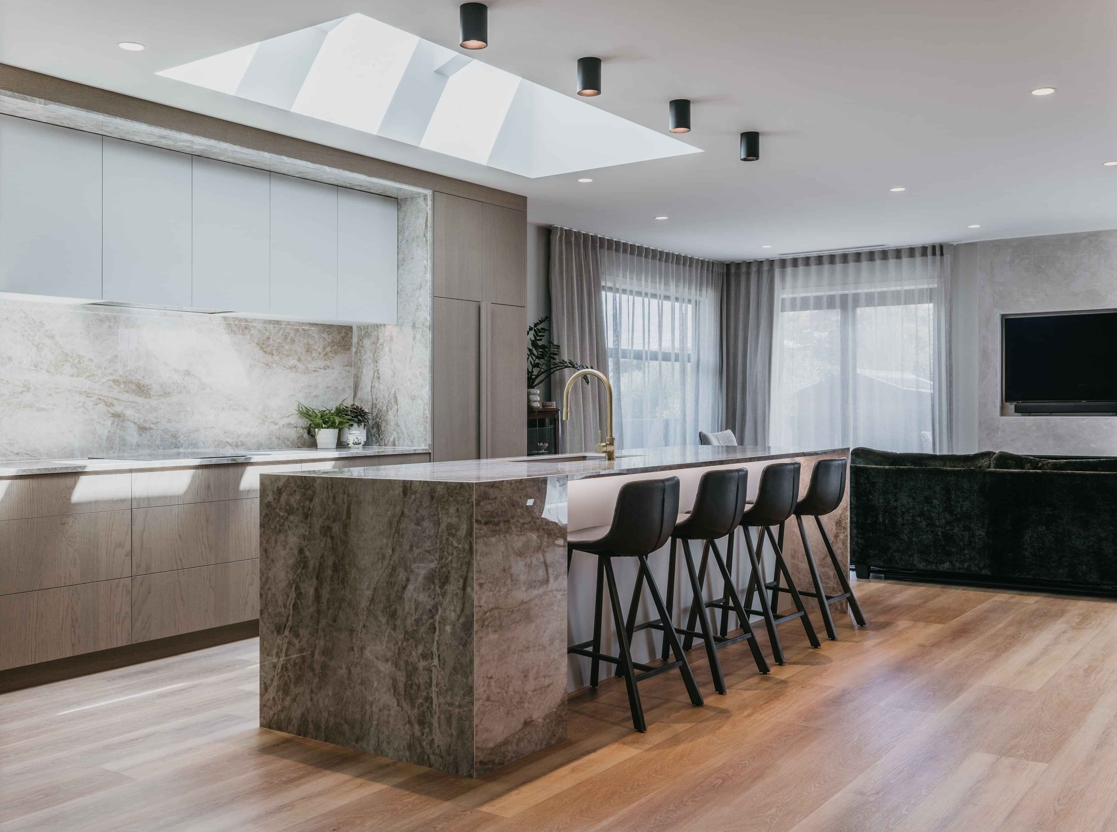 contemporary living space interior design with biophilic elements