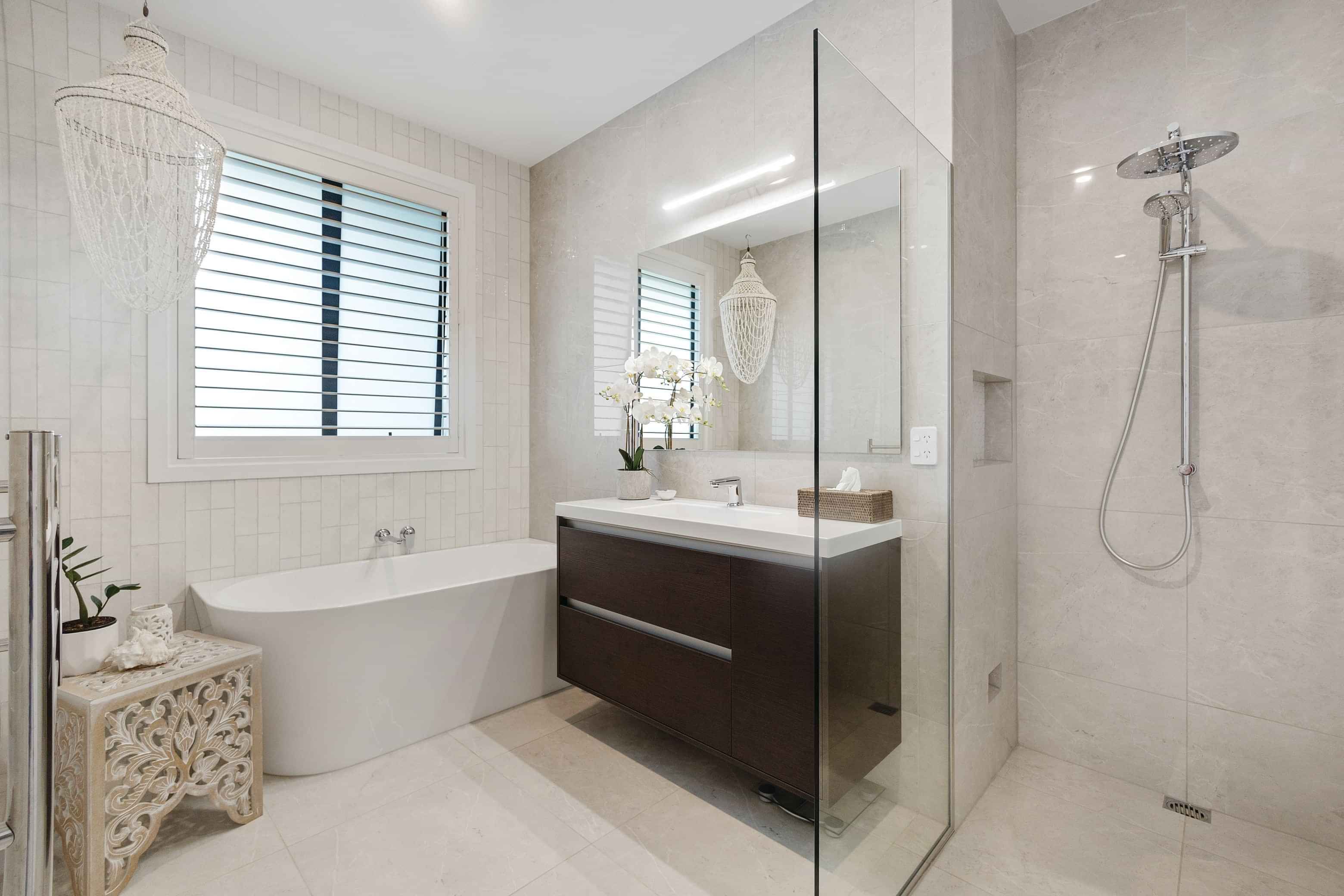 Custom bathroom in Headlands build - award winning house NZ