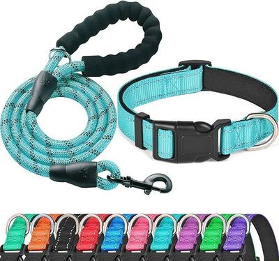 Reflective Dog Collar Padded with Soft Neoprene Breathable Adjustable Nylon Dog Collars for Small Me