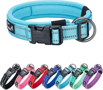 EXCELLENT ELITE SPANKER Reflective Nylon Dog Collar with Breathable Soft Padded Adjustable Thick Pet