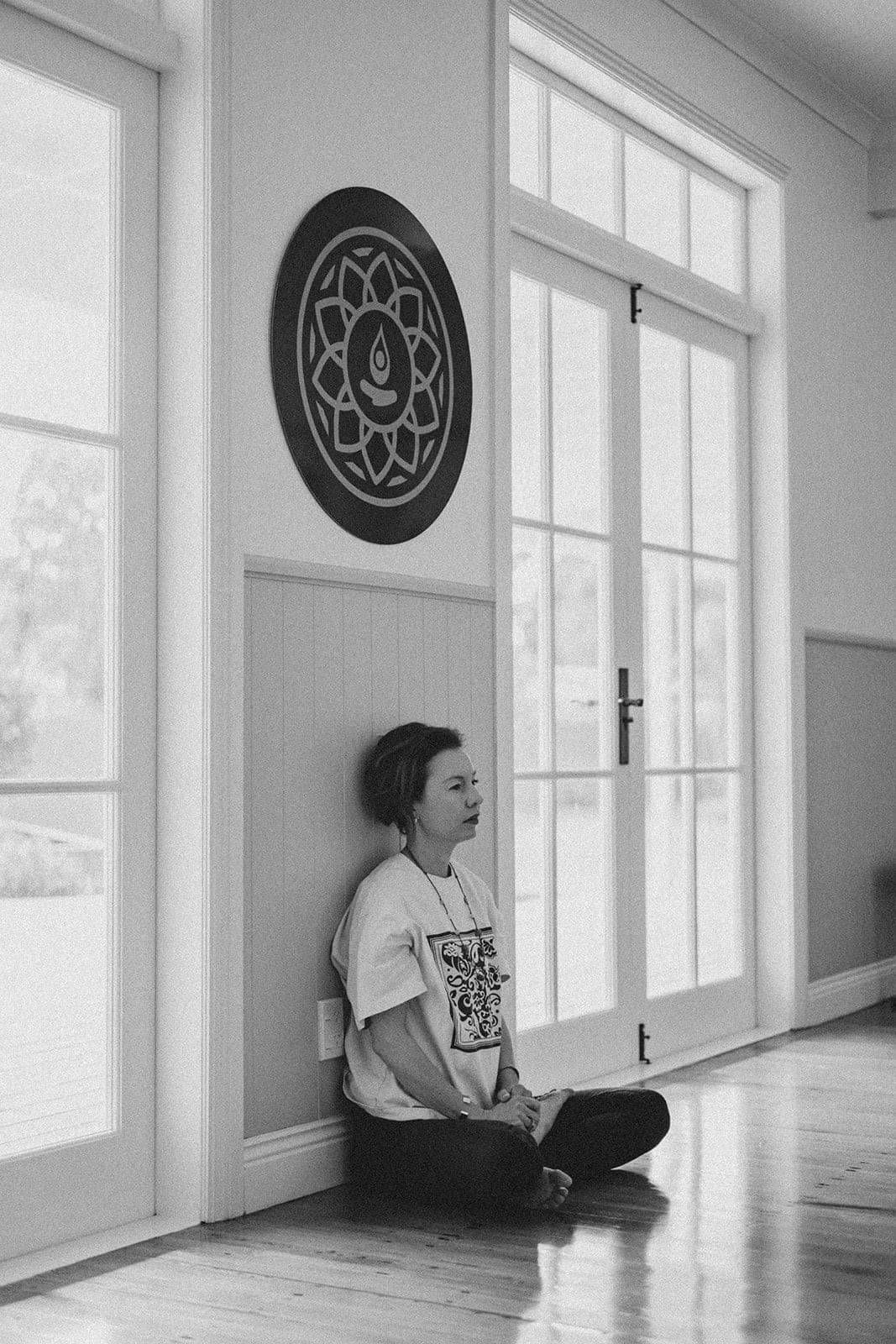 Mini Bluett, a yoga teacher, in her yoga studio