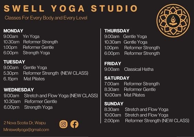 Swell Yoga's Timetable of Classes
