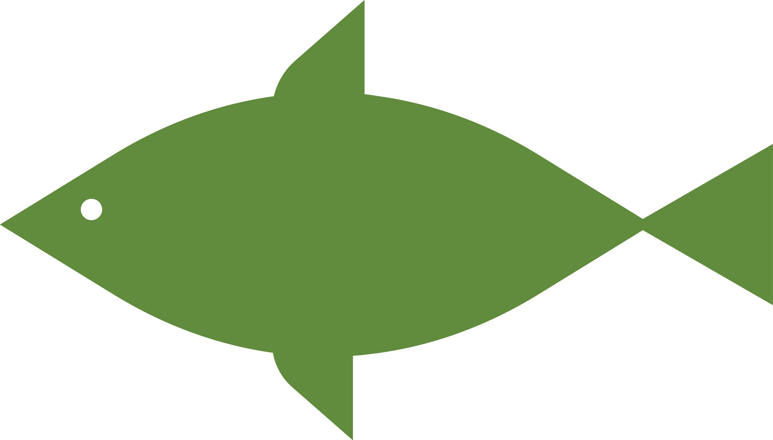 Image of hand drawn fish in dark green.