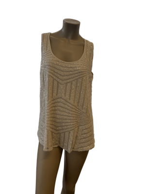 Pre-Loved Champagne Sequin Geometric Top/Dress - Perfect for a Night Out!