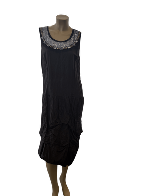 Pre-Loved Gorgeous Black Embellished Neckline Drop Hem Dress - Effortlessly Cool and Easy to Wear!