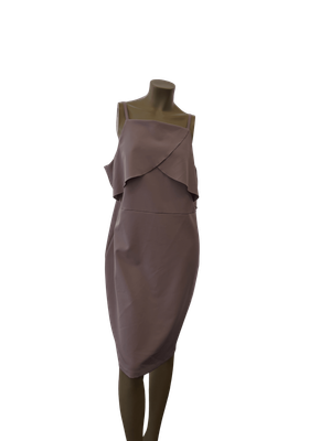 Pre-Loved Elegant Dusty Pink Asymmetric Overlay Midi Dress - Sophisticated and Timeless Style!