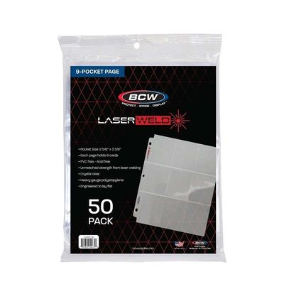 BCW 9 &ndash; Pocket Protective Pages &ndash; Laserweld (50 CT. PACK)
