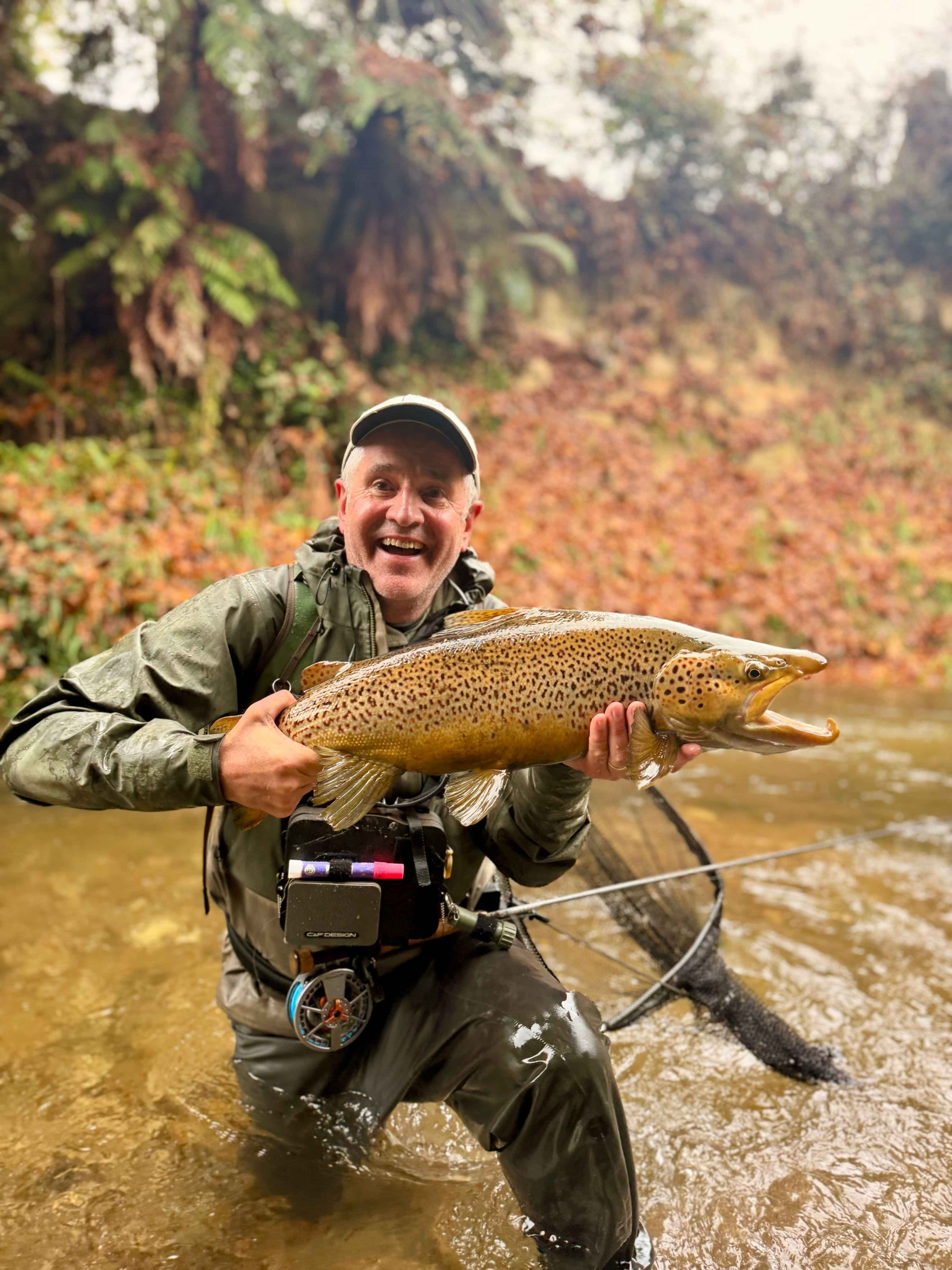 Trophy Rotorua Brown Trout caught by Ollie Bassett Fly Fishing Guiding Client