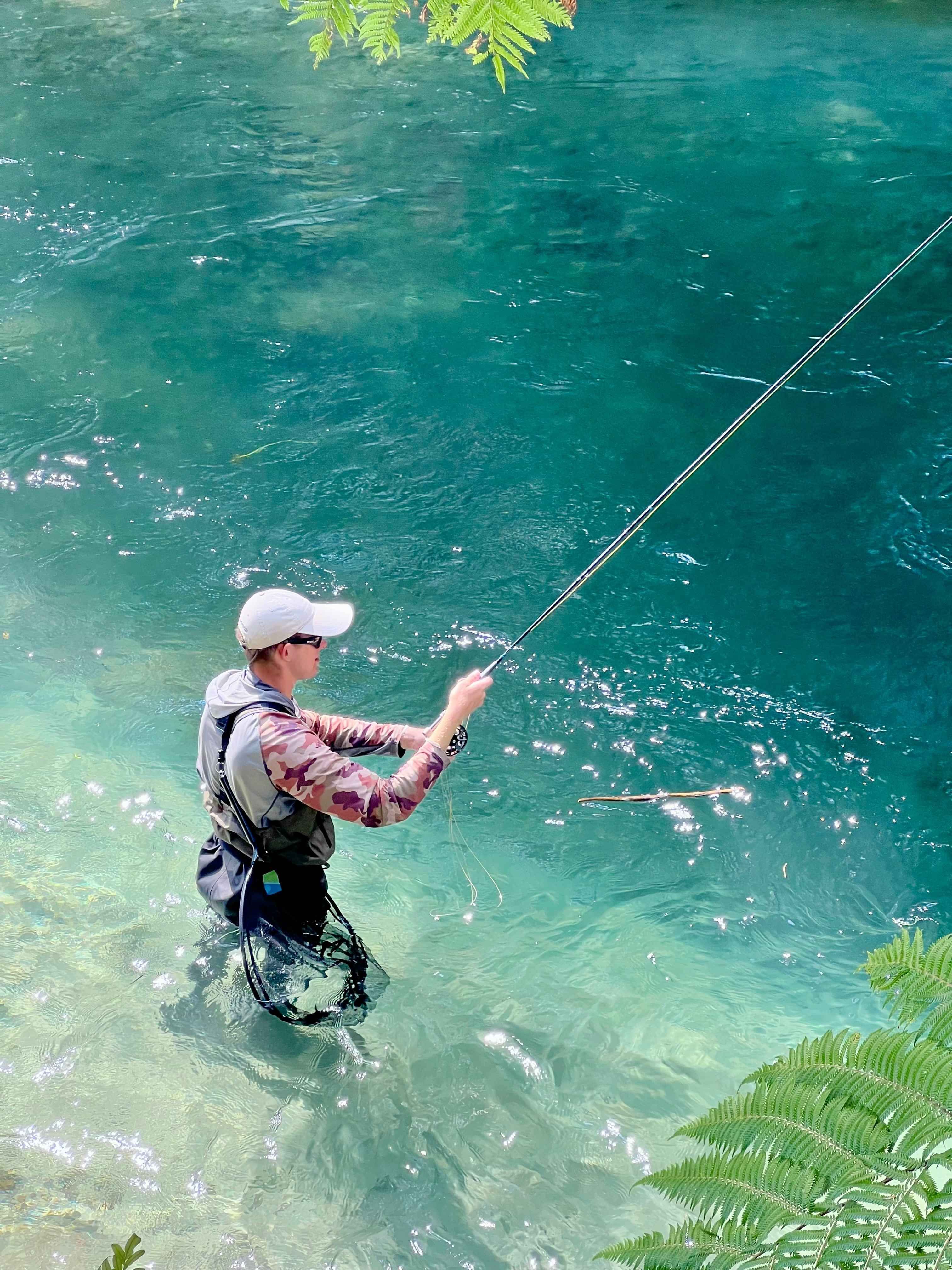 Ollie Bassett competing on the Waihou stream fly fishing championship