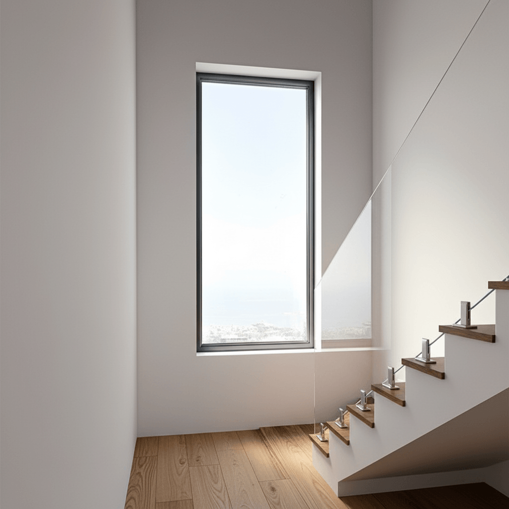 New window inserted into a white wall with fresh paintation a breeze.