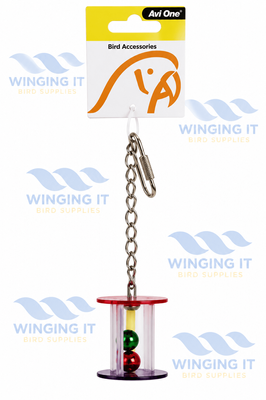 Avi One Bird Toy - Acrylic Triangular Prism with Bell Balls