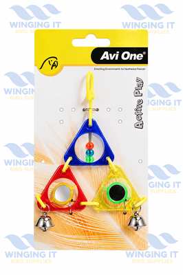 Avi One Bird Toy - Triangle Pyramid With Mirror Beads And Bell