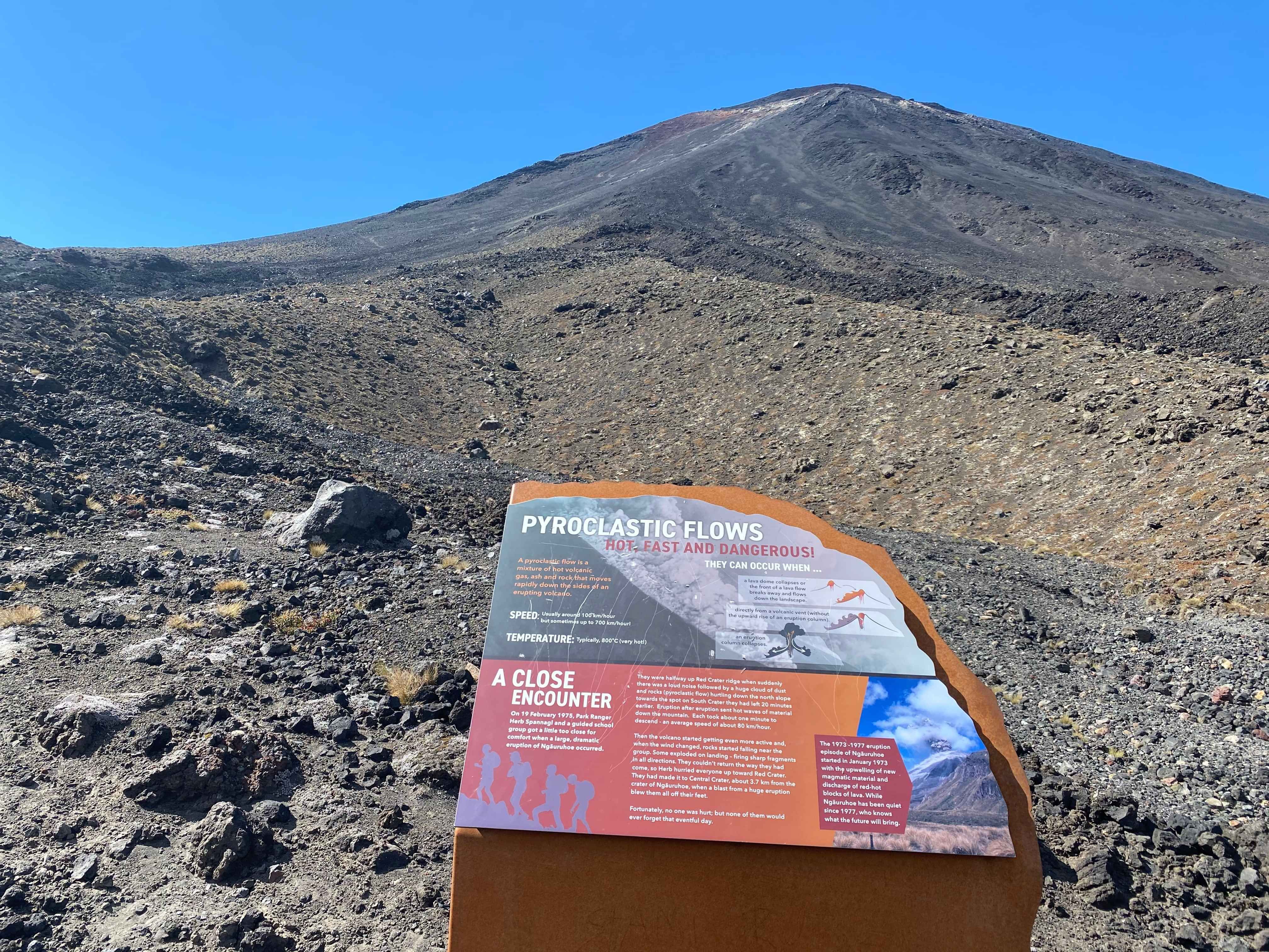 Tongariro Alpine Crossing - Useful information on the Trail, looking up to Mt Ngauruhoe