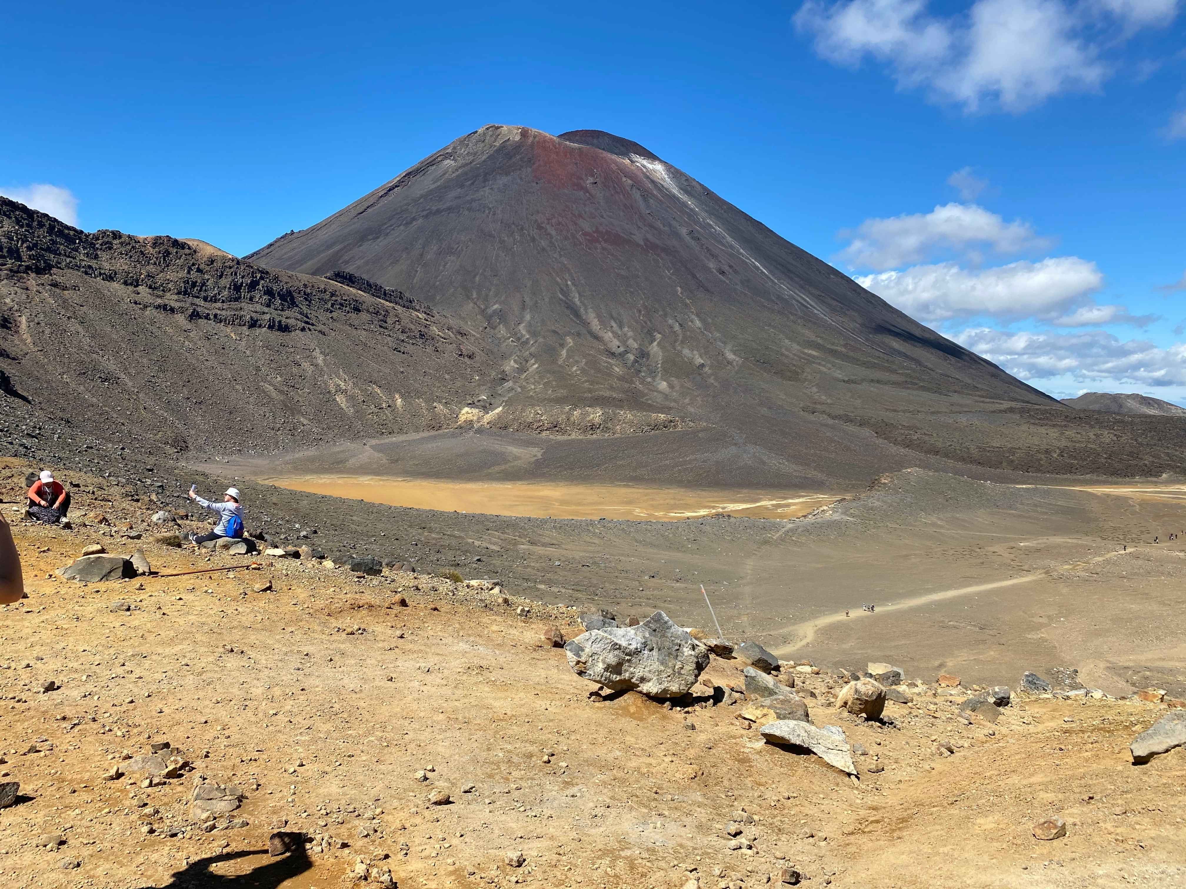 Tongariro Alpine Crossing - on the climb to red crater, looking back across the South Crater and Mt Ngauruhoe