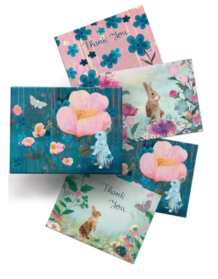 Roger La Borde White Rabbits  Notecard Box 8 cards, 2 of 4 designs