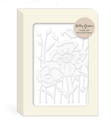 Kelly Green Poppies Embossed 10 Pkt Boxed