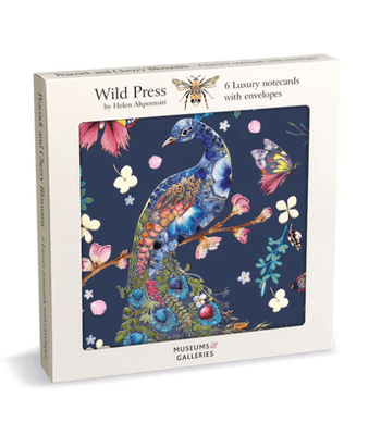 Peacock &amp; Cherry Blossom 6 Pkt Square Lux Notecard Wallet &amp; Envelopes