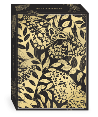 Punch Studio Black Butterflies 12 Pkt Boxed Notecards